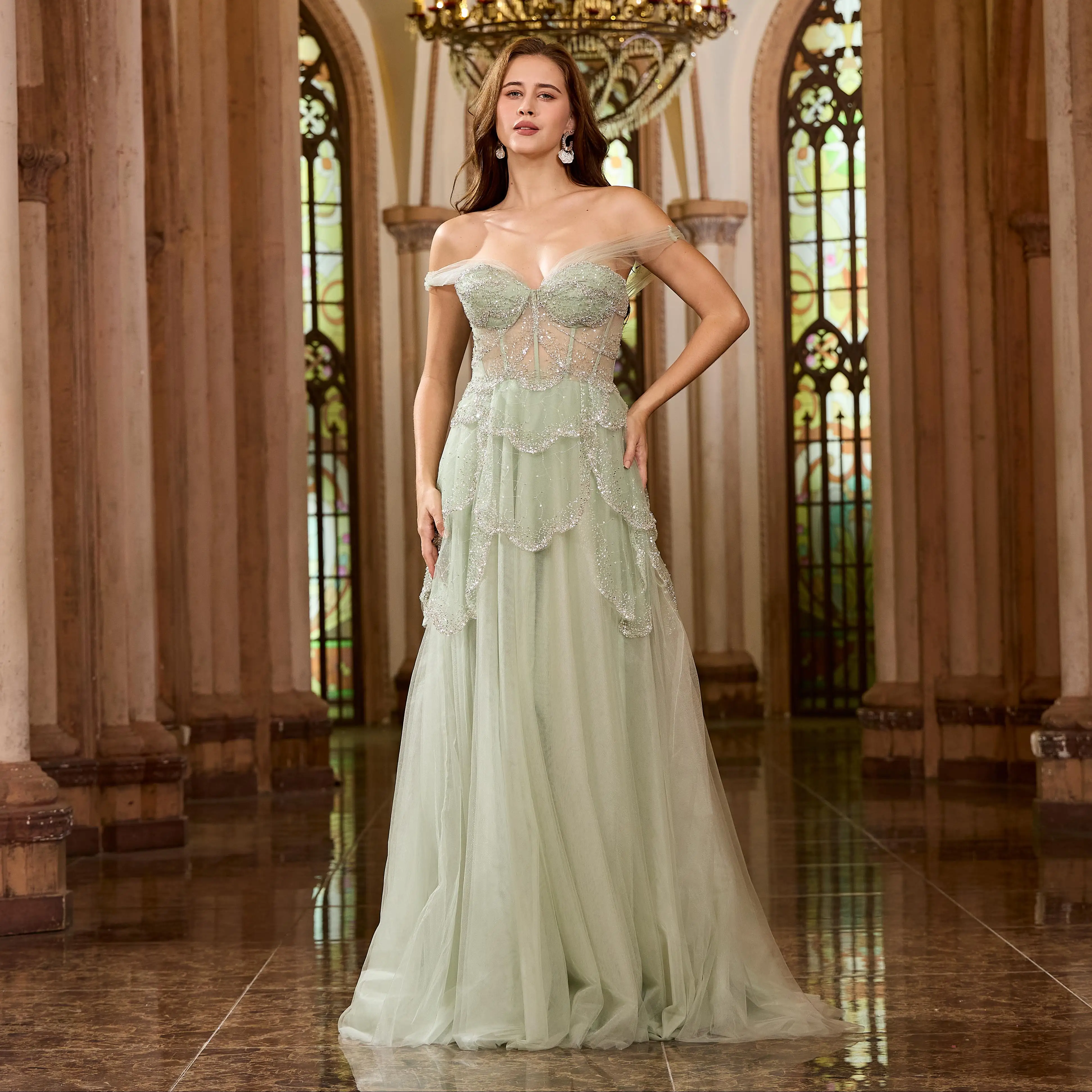 Alice CollectionPro Sage Green Luxurious Women's Long Evening Dress Wedding Off Shoulder Wedding Party Evening Gown Customized
Alice CollectionPro Sage Green Luxurious Women's Long Evening Dress Wedding Off Shoulder Wedding Party Evening Gown Customized