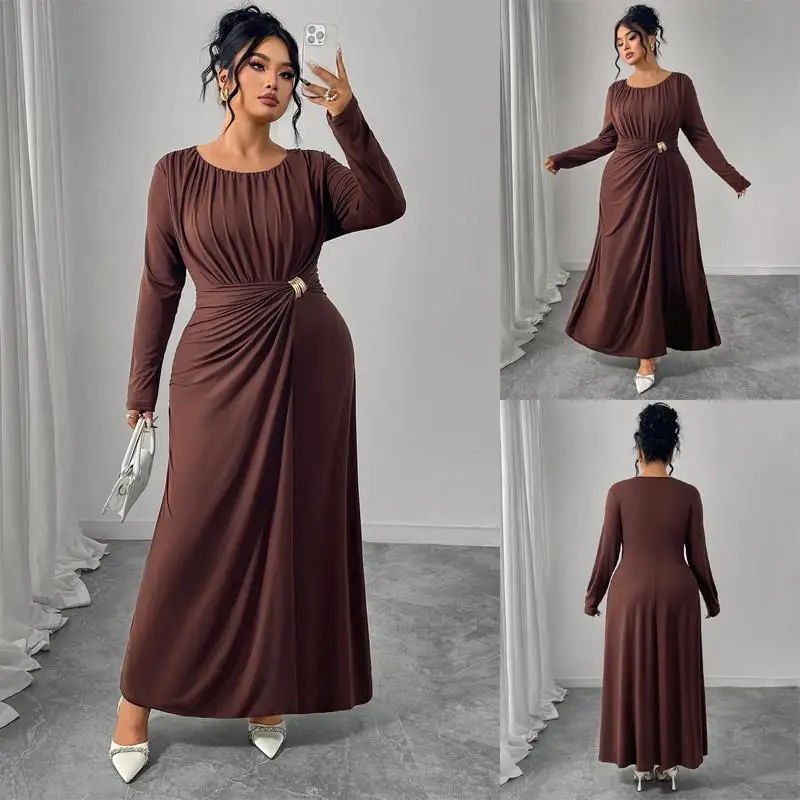 Autumn plus Size Women Long Dress Waist-Cinching Long Sleeve Coffee Dress Standard Fit Daily Wear Polyester Fiber
Autumn plus Size Women Long Dress Waist-Cinching Long Sleeve Coffee Dress Standard Fit Daily Wear Polyester Fiber
