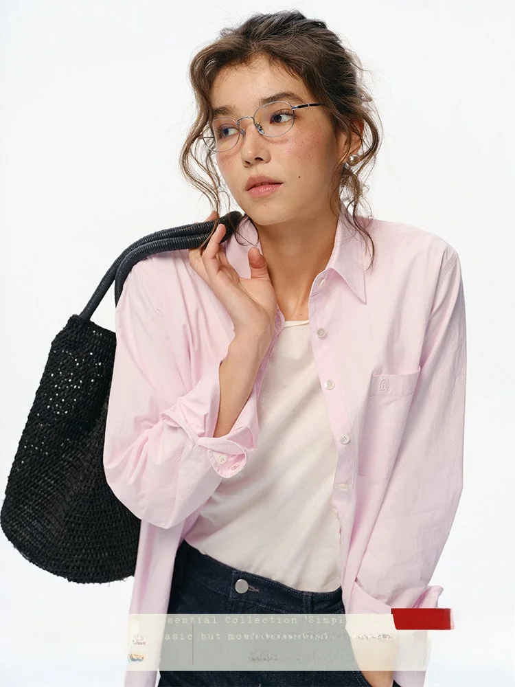 Pink Pure Cotton Loose Long Sve irt Women's Turn-down Collar Simple Versatile Outerwear Slimming Color Top
Pink Pure Cotton Loose Long Sve irt Women's Turn-down Collar Simple Versatile Outerwear Slimming Color Top