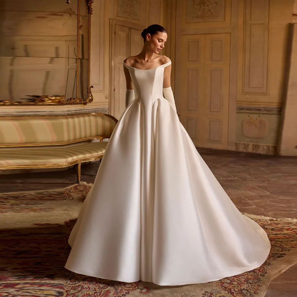 Customized Off The Shoulder Women Wedding Dresses Elegant Simple Style Sleeveless A-Line Bridal Gowns Party Vestidos De Novias
Customized Off The Shoulder Women Wedding Dresses Elegant Simple Style Sleeveless A-Line Bridal Gowns Party Vestidos De Novias