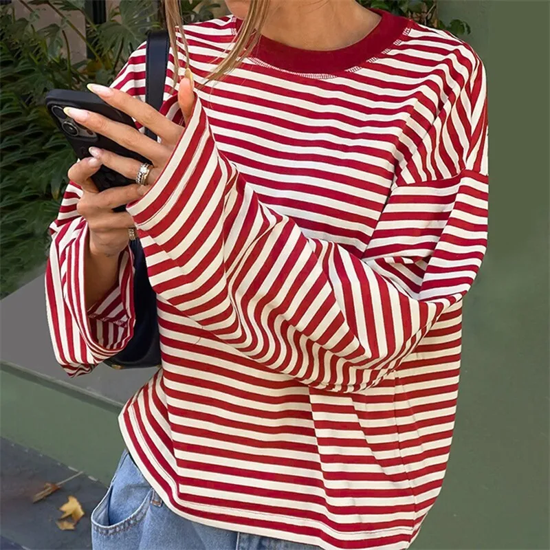 Fashionable Loose Long Sleeve Women's T-shirt Casual Pullover Top High Waist European Style round Neck Tee Women
Fashionable Loose Long Sleeve Women's T-shirt Casual Pullover Top High Waist European Style round Neck Tee Women