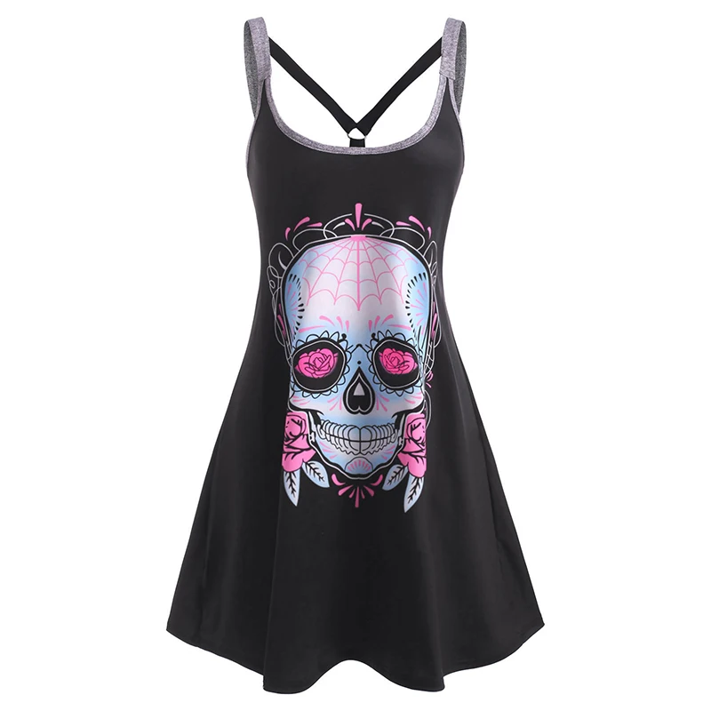 Summer Gothic Skull Flower O Ring Strappy Tank Dress Summer A-Line Mini Dress 2024 Casual Dresses vestidos
Summer Gothic Skull Flower O Ring Strappy Tank Dress Summer A-Line Mini Dress 2024 Casual Dresses vestidos