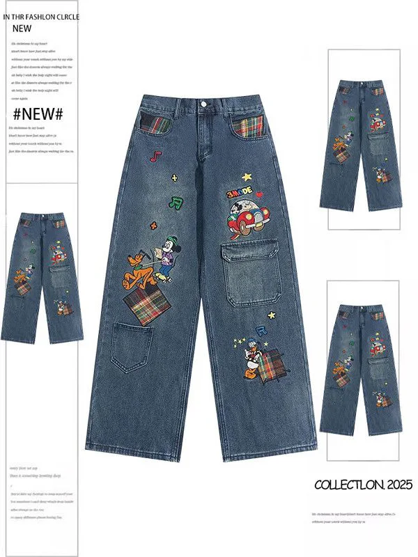plus Size 300 Pou American Retro Cartoon Embroidery Jeans Women's High Waist Straight Leg Long Pants Spring Autumn New Sle
plus Size 300 Pou American Retro Cartoon Embroidery Jeans Women's High Waist Straight Leg Long Pants Spring Autumn New Sle
