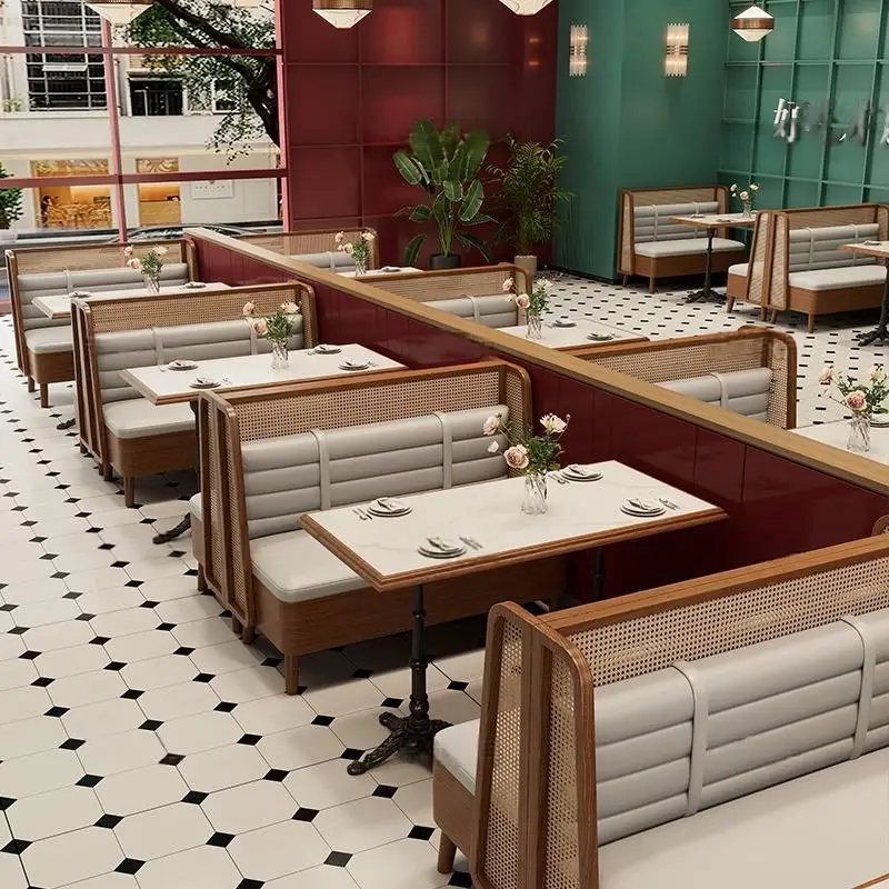 Restaurant booth coffee sofa table and chair combination against the wall solid wood bar bar cafe dining table booth
Restaurant booth coffee sofa table and chair combination against the wall solid wood bar bar cafe dining table booth