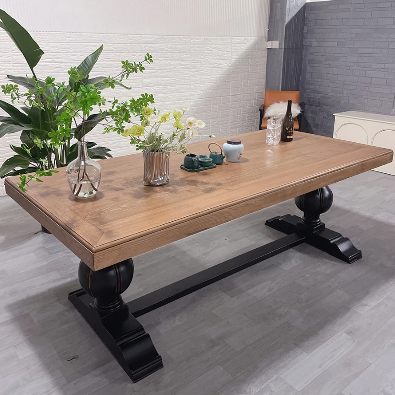 American high-end all-solid wood dining table rectangular restaurant dining table French retro small apartment medieval black
American high-end all-solid wood dining table rectangular restaurant dining table French retro small apartment medieval black