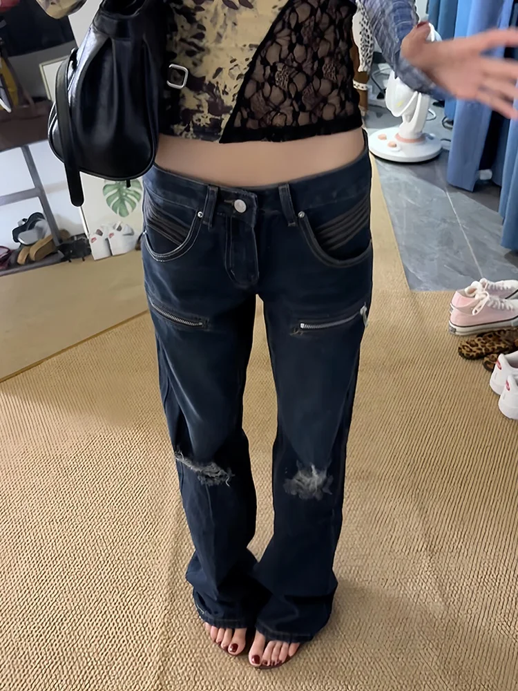 Retro American Design Zipper Hole Denim Pants Women Summer New Spicy Girl Slim Loose Floor-Length Pants High Waist Jeans
Retro American Design Zipper Hole Denim Pants Women Summer New Spicy Girl Slim Loose Floor-Length Pants High Waist Jeans