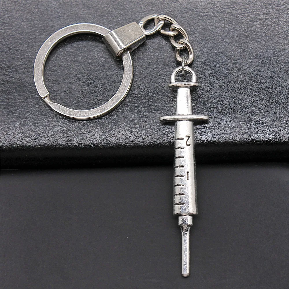 Souvenirs Gift Men Keychain 2 Colors 15x62mm Syringe Pendant Keyring DIY Metal Holder Chain
Souvenirs Gift Men Keychain 2 Colors 15x62mm Syringe Pendant Keyring DIY Metal Holder Chain
