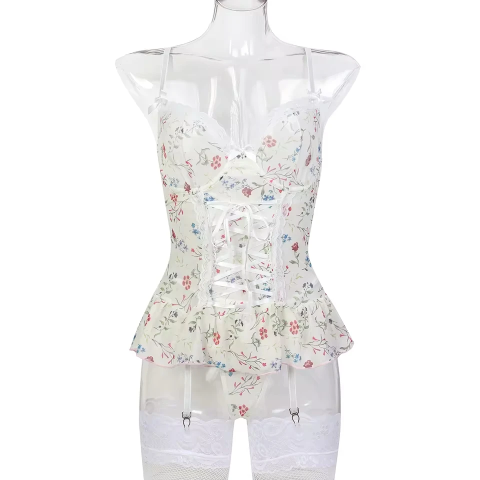 Sexy Erotic Womens Western Style Floral Lace 3 Piece Set Sensual Stretch Mesh Alluring Lace Up Attractive Breathable Bra Set
Sexy Erotic Womens Western Style Floral Lace 3 Piece Set Sensual Stretch Mesh Alluring Lace Up Attractive Breathable Bra Set