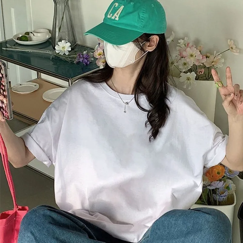Women Loose Short Sleeved Base Shirt with Student White Underneath Pure Cotton Summer Wear New 2024
Women Loose Short Sleeved Base Shirt with Student White Underneath Pure Cotton Summer Wear New 2024
