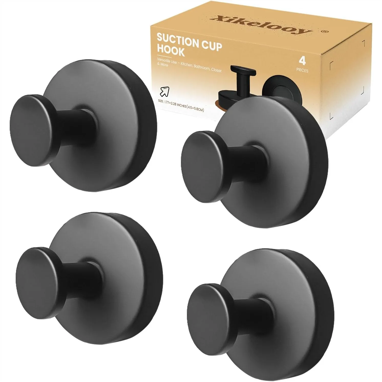 4 Pack Suction Cup Hooks for Shower, Strong Hold Removable Towel Hooks for Bathroom Glass Door Wall, Black
4 Pack Suction Cup Hooks for Shower, Strong Hold Removable Towel Hooks for Bathroom Glass Door Wall, Black