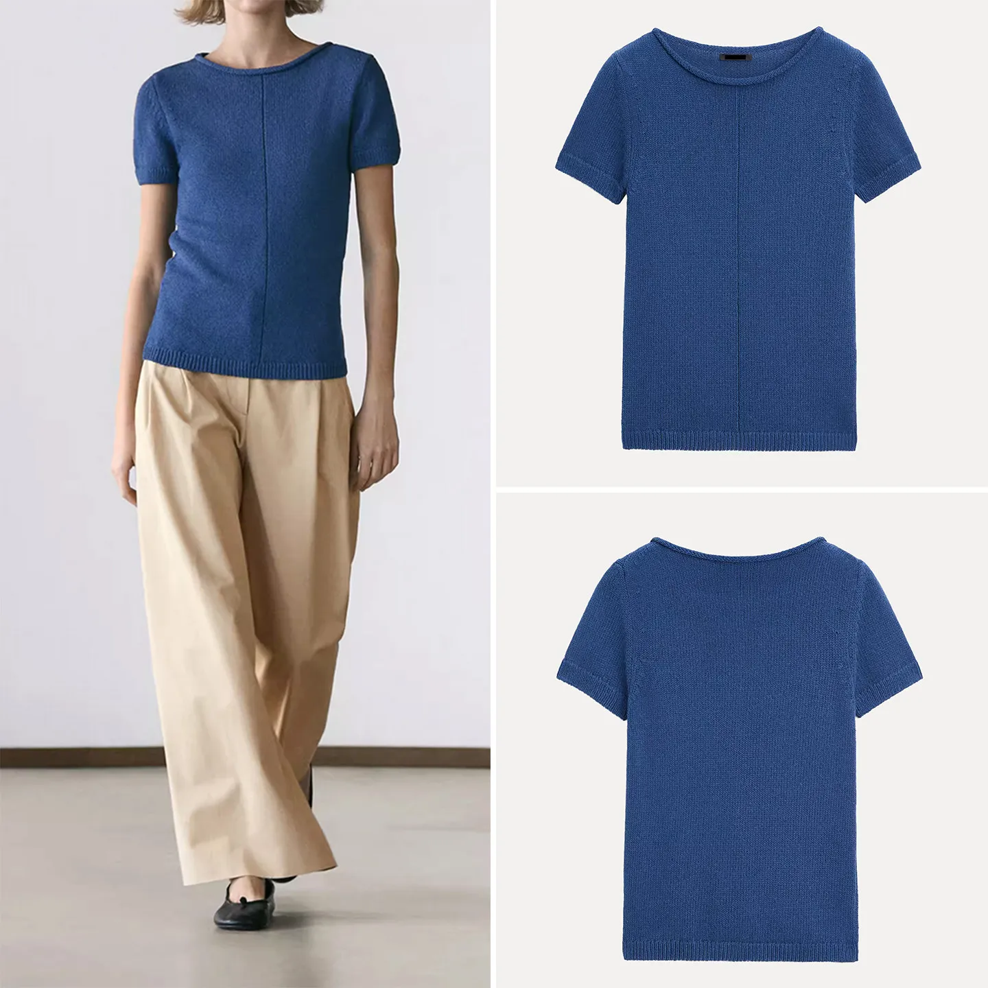 Women's Commuter Style Knitted Short Sleeve round Neck Color Top ZADATA Slim Fit Fashion Spring New Arrival
Women's Commuter Style Knitted Short Sleeve round Neck Color Top ZADATA Slim Fit Fashion Spring New Arrival
