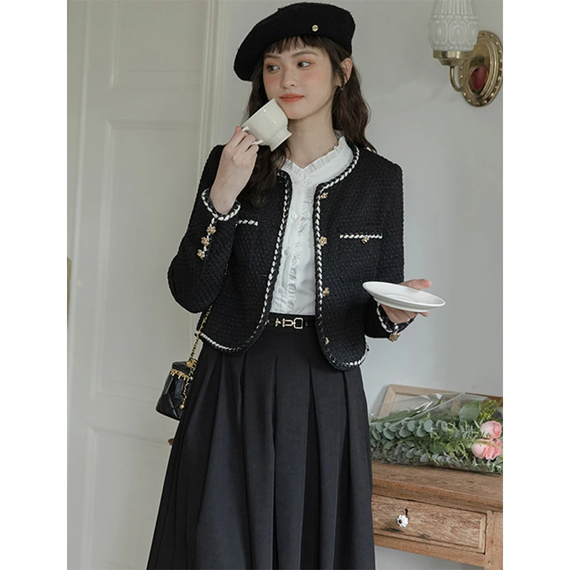MEXZT Black Tweed Jacket Women Vintage Cropped Quilted Coat Elegant Ladies Blazer Winter Korean Commute Short Outerwear Tops New
MEXZT Black Tweed Jacket Women Vintage Cropped Quilted Coat Elegant Ladies Blazer Winter Korean Commute Short Outerwear Tops New