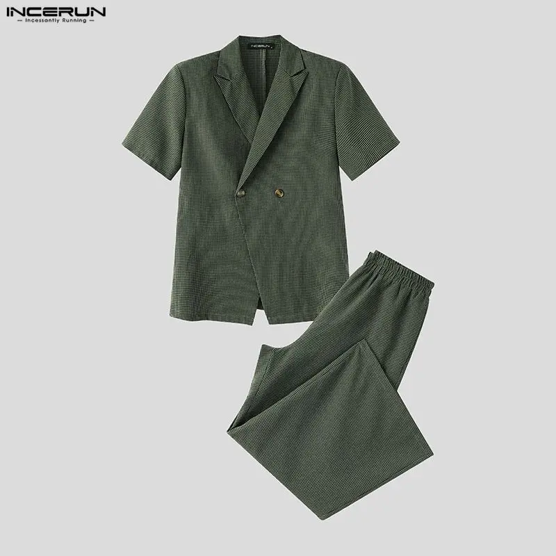 INCERUN Men Plaid Sets Lapel Short Sleeve Blazer Wide Leg Pants Two Piece Sets Streetwear Elegant 2026 Fashion Men Matching Sets
INCERUN Men Plaid Sets Lapel Short Sleeve Blazer Wide Leg Pants Two Piece Sets Streetwear Elegant 2026 Fashion Men Matching Sets