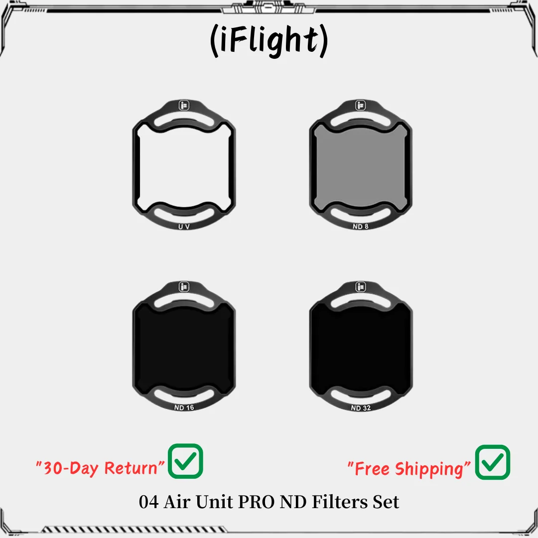 Набор фильтров iFlight O4 Air Unit Pro ND UV/ND8/ND16/ND32 для воздушного блока O4 Pro
Набор фильтров iFlight O4 Air Unit Pro ND UV/ND8/ND16/ND32 для воздушного блока O4 Pro