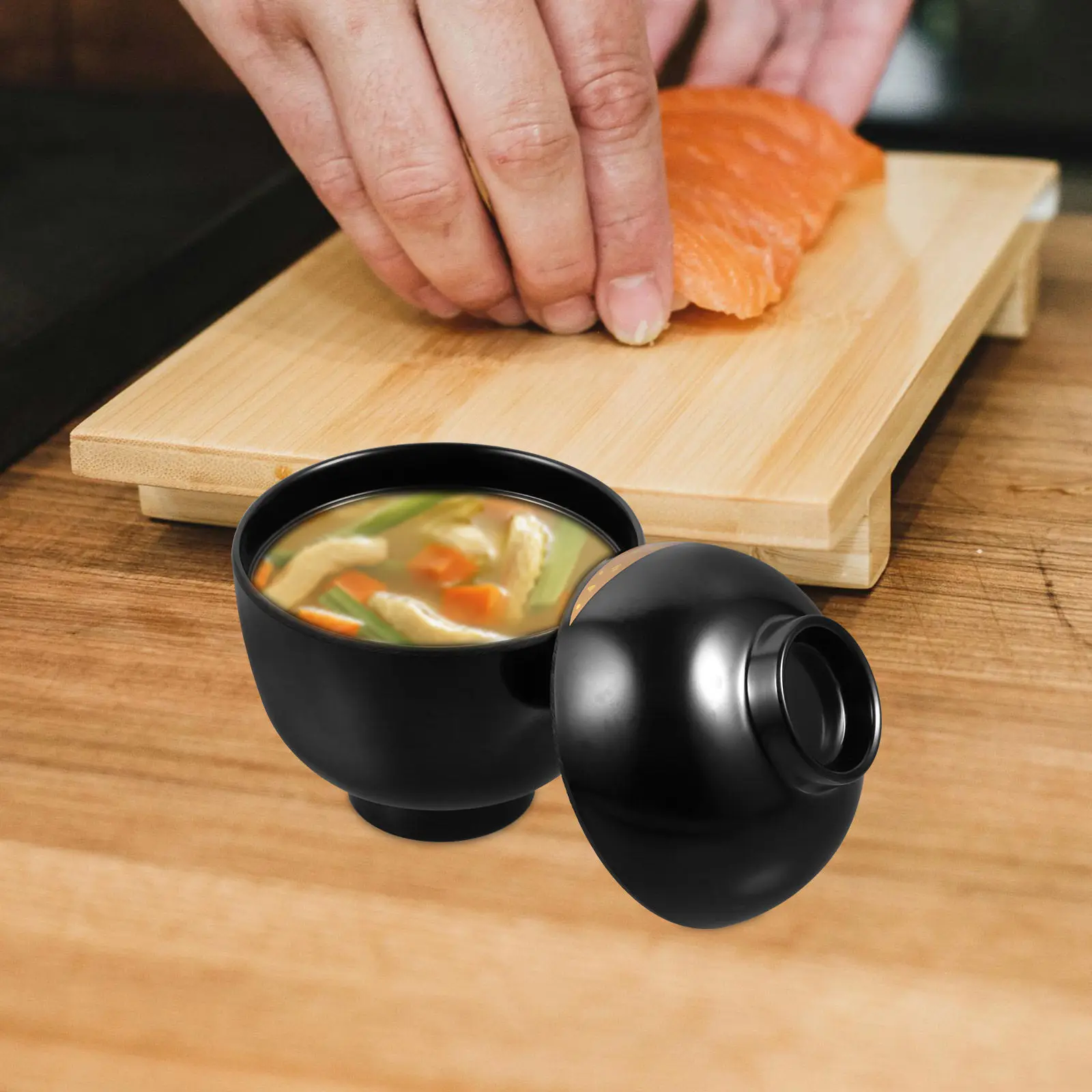 Restaurant Soup Bowl Japanese Style Melamine Lidded Soup Container Heat Resistant Elegant Black Gold Design Traditional Japanese
Restaurant Soup Bowl Japanese Style Melamine Lidded Soup Container Heat Resistant Elegant Black Gold Design Traditional Japanese