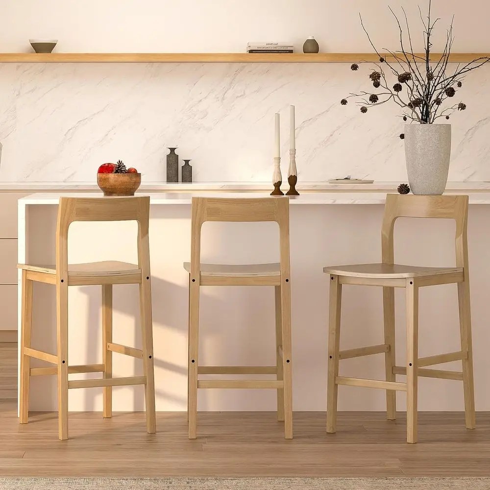Set of 3 Natural Oak Counter Height Wood Bar Stools with Armrests and Solid Legs for Kitchen Island Dining
Set of 3 Natural Oak Counter Height Wood Bar Stools with Armrests and Solid Legs for Kitchen Island Dining