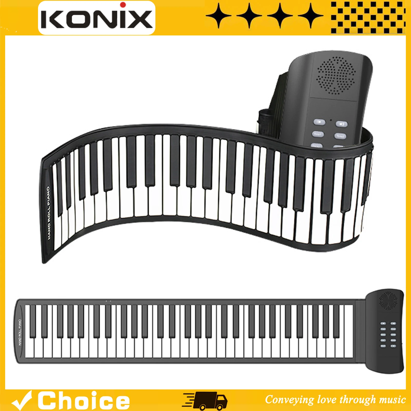 61-Key Hand Roll Piano PM61 Portable Foldable Silicone Keyboard with Speaker Real Piano Touch for Travel Beginners Practice
61-Key Hand Roll Piano PM61 Portable Foldable Silicone Keyboard with Speaker Real Piano Touch for Travel Beginners Practice