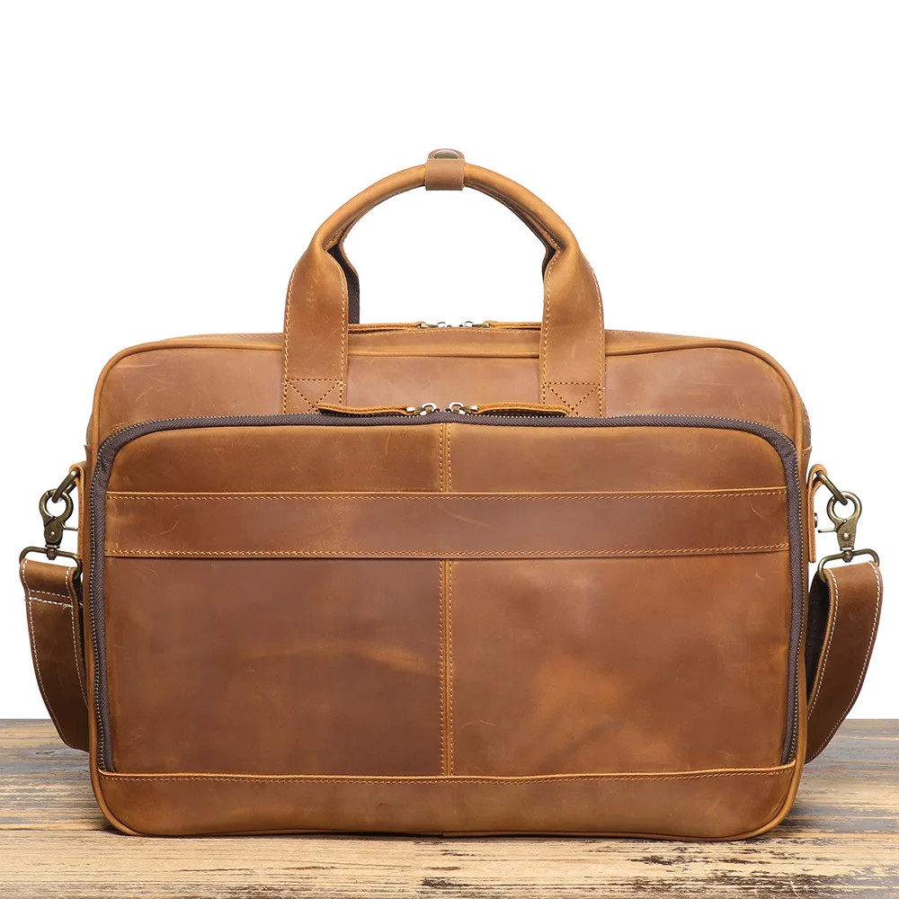 17" Vintage Business Briefcase – Waxed Camel Leather Laptop Messenger Bag for Men, 45x31x7cm
17" Vintage Business Briefcase – Waxed Camel Leather Laptop Messenger Bag for Men, 45x31x7cm