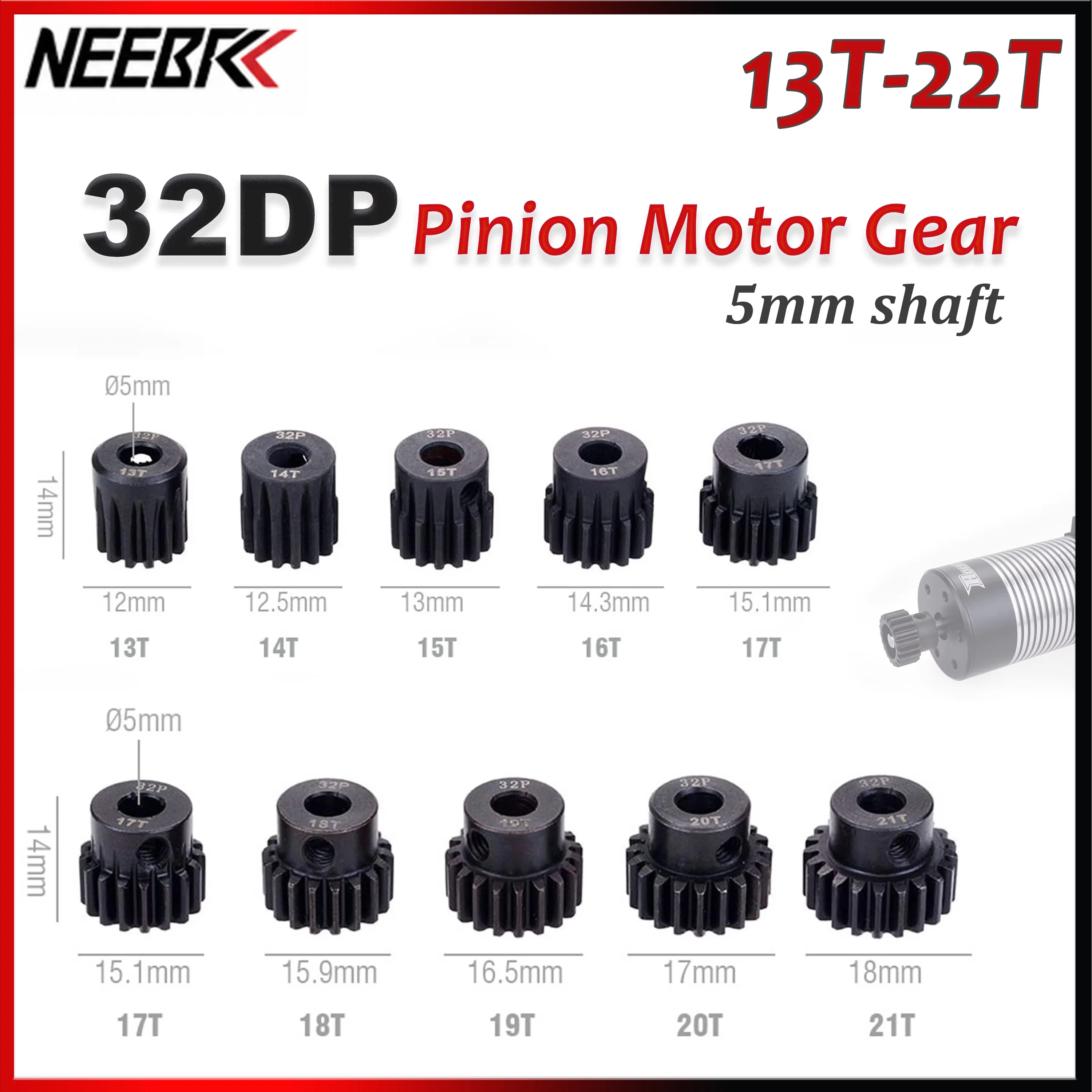 32DP 5mm Metal Pinion Motor Gear 13T 14T 15T 16T 17T 18T 19T 20T 21T for 1/8 1/10 RC Car Brushed Brushless Motor Wltoys Traxxas
32DP 5mm Metal Pinion Motor Gear 13T 14T 15T 16T 17T 18T 19T 20T 21T for 1/8 1/10 RC Car Brushed Brushless Motor Wltoys Traxxas