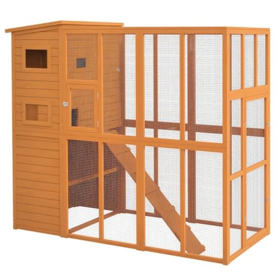Catio Outdoor Cat Enclosure Деревянный кошачий дворик с платформами Водонепроницаемые асфальтовые рампа на крыше 77 л Натуральный - Идеально подходит для балкона или
Catio Outdoor Cat Enclosure Деревянный кошачий дворик с платформами Водонепроницаемые асфальтовые рампа на крыше 77 л Натуральный - Идеально подходит для балкона или