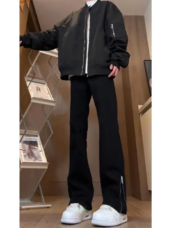 Bla Zipper Flared Straight Leg Jeans Men's Autumn Winter American High Street Sle Slimming Tapered Jeans Youth Trend
Bla Zipper Flared Straight Leg Jeans Men's Autumn Winter American High Street Sle Slimming Tapered Jeans Youth Trend