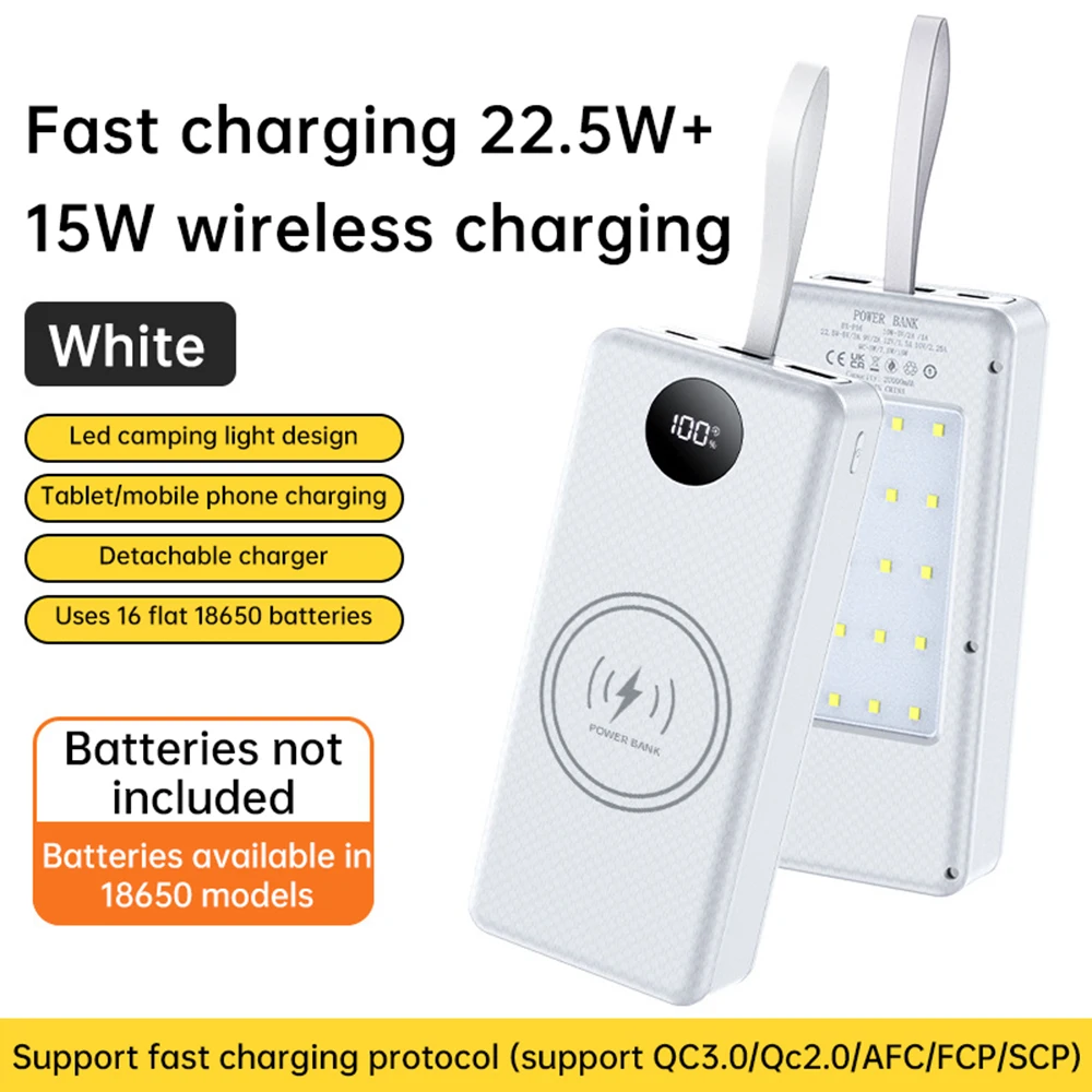 DIY 16S 18650 Power Bank USB&Type-C 22.5W Fast Charging+15W Wireless Charging 3 in 1 Battery Charge Storage Box with Flashlight
DIY 16S 18650 Power Bank USB&Type-C 22.5W Fast Charging+15W Wireless Charging 3 in 1 Battery Charge Storage Box with Flashlight