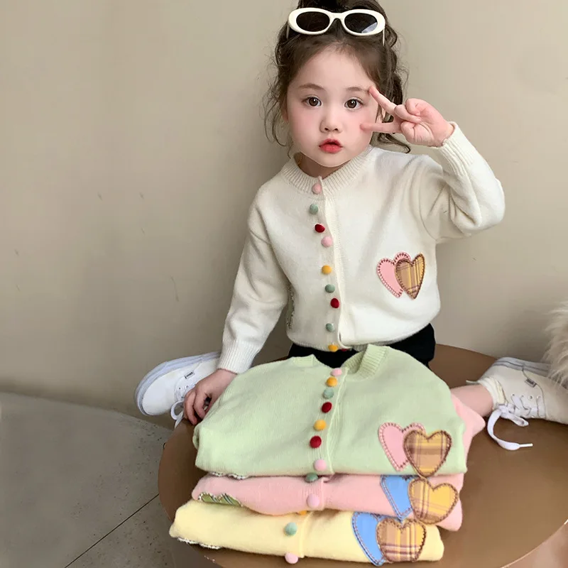 Girls colour buttons love jumper cardigan children's spring autumn clothing foreign-style baby girl knit sweater jacket tide
Girls colour buttons love jumper cardigan children's spring autumn clothing foreign-style baby girl knit sweater jacket tide