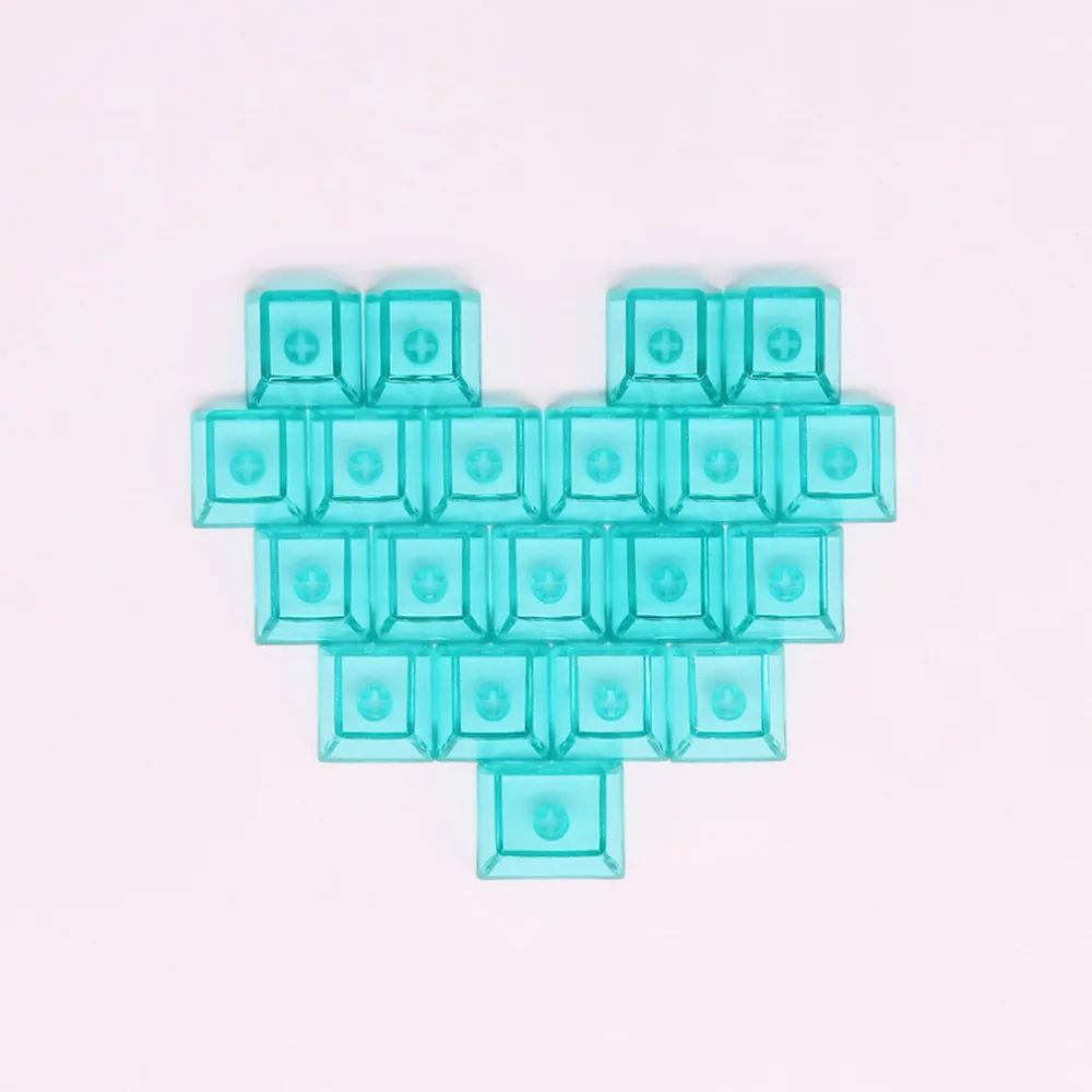 21 love transparent keycaps, original height, black, white, red, orange, green.
21 love transparent keycaps, original height, black, white, red, orange, green.