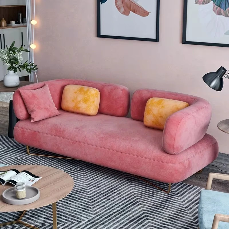 Modern sofa Blue/pink fabric curved two-seater sofa Hotel restaurant Living room
Modern sofa Blue/pink fabric curved two-seater sofa Hotel restaurant Living room