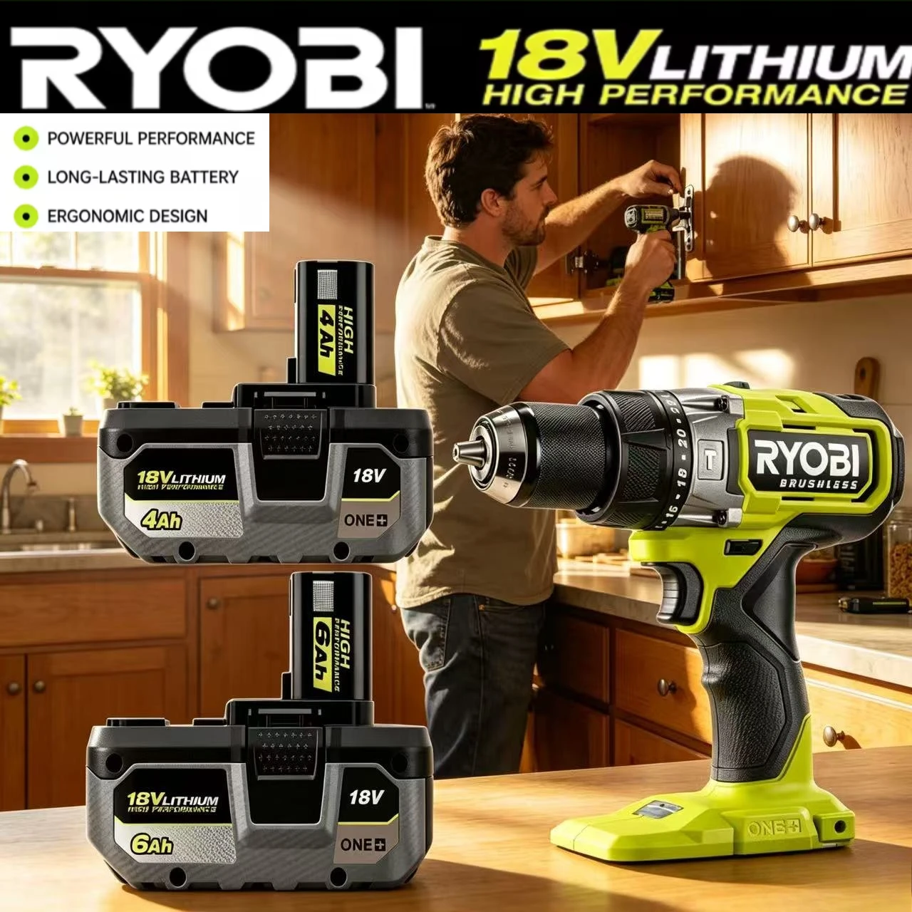 Genuine RYOBI 18V P108 lithium batteryOne+, great replacement power pack compatible with P107 RB18L20 RB18L50 cordless tools
Genuine RYOBI 18V P108 lithium batteryOne+, great replacement power pack compatible with P107 RB18L20 RB18L50 cordless tools