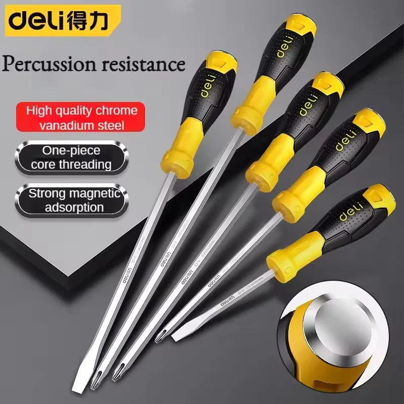 Deli 1 Pcs Slotted/Phillips Magnetic Screwdriver Anti-slip Handle Design Household Screw Driver Electrician Repair Hand Tools
Deli 1 Pcs Slotted/Phillips Magnetic Screwdriver Anti-slip Handle Design Household Screw Driver Electrician Repair Hand Tools