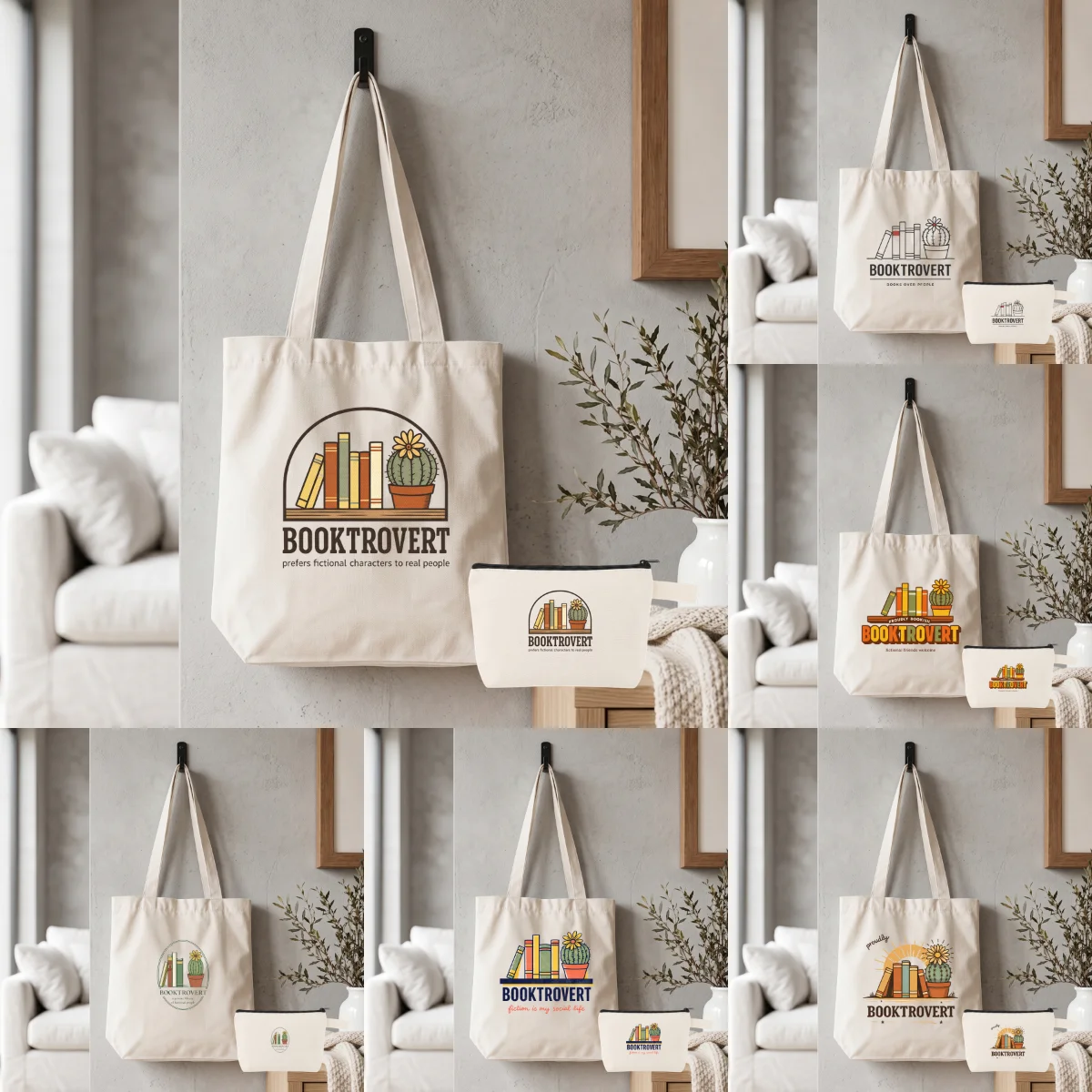 1 Set "Booktrovert" Cactus Canvas Combo Bag, Reading Inspired Print Tote & Cosmetic Organizer, Eco-friendly Casual Bag Set
1 Set "Booktrovert" Cactus Canvas Combo Bag, Reading Inspired Print Tote & Cosmetic Organizer, Eco-friendly Casual Bag Set
