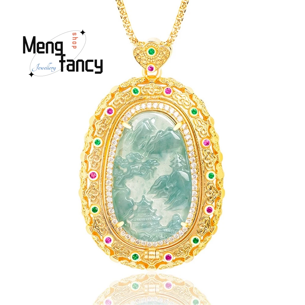 Natural A Goods Jade Blue Water Landscape Brand Copper Gold-Plated Ice Inlaid Jade Pendant Men's And Women's Necklace Pendant
Natural A Goods Jade Blue Water Landscape Brand Copper Gold-Plated Ice Inlaid Jade Pendant Men's And Women's Necklace Pendant