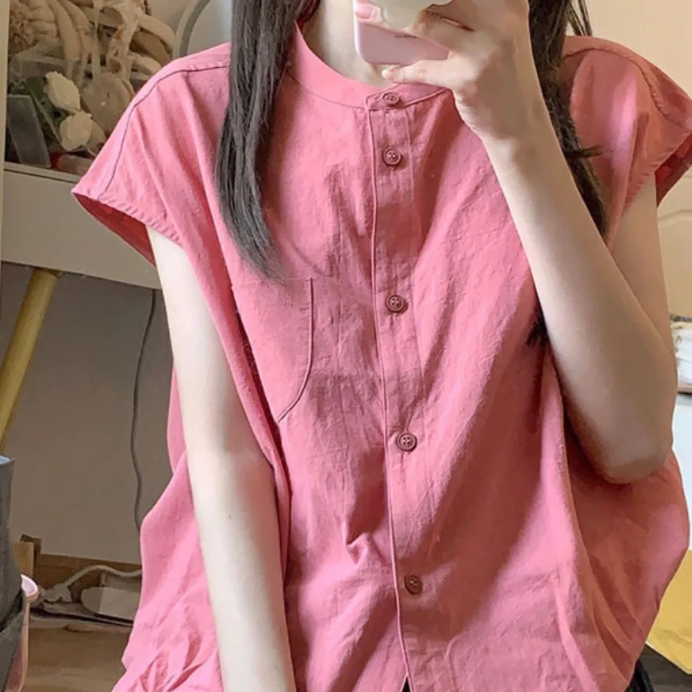Trendy Unique Style Women's Shirt Short Sleeve Round Collar Pink Top Solid Color Short Top
Trendy Unique Style Women's Shirt Short Sleeve Round Collar Pink Top Solid Color Short Top