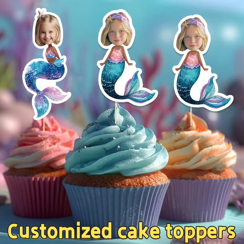 Custom Glitter Mermaid Cake Topper Hat, Personalized Name Under Sea Birthday Party Cake Decoration
Custom Glitter Mermaid Cake Topper Hat, Personalized Name Under Sea Birthday Party Cake Decoration