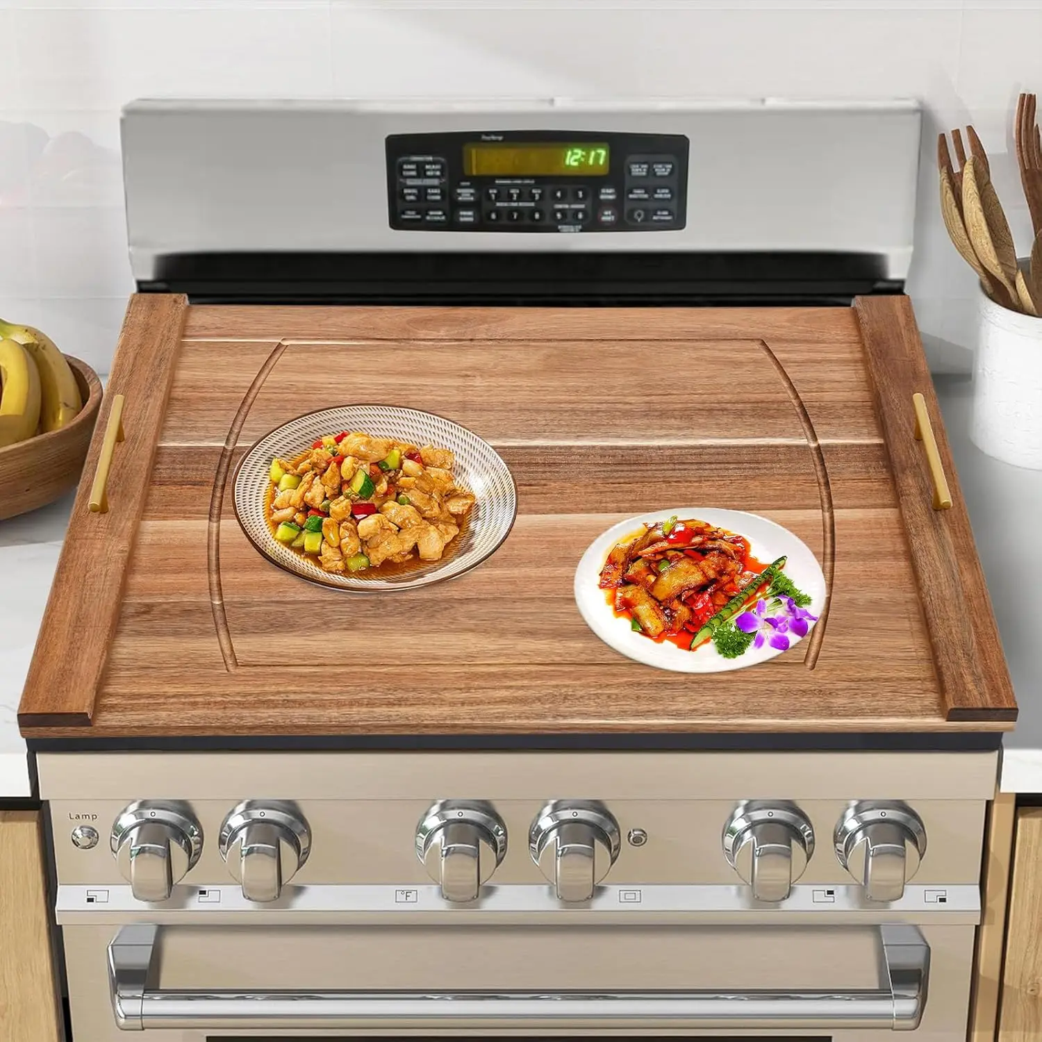 30"L X 22"W Log Color Wood Stove Top Cover with Handle - Noodle Board for Gas/Electric Stoves, Ovens, Sinks (44.09lbs Load)
30"L X 22"W Log Color Wood Stove Top Cover with Handle - Noodle Board for Gas/Electric Stoves, Ovens, Sinks (44.09lbs Load)
