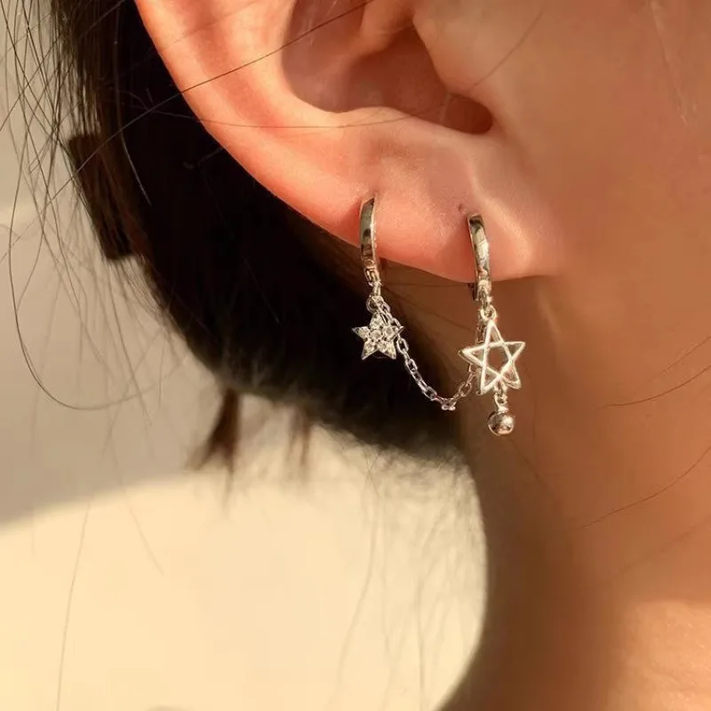 1PCS Silver Color Star Chain Double Ear Hole Stainless Steel Ear Bone Nail Fashion Hottie Earrings for Women Jewelry
1PCS Silver Color Star Chain Double Ear Hole Stainless Steel Ear Bone Nail Fashion Hottie Earrings for Women Jewelry