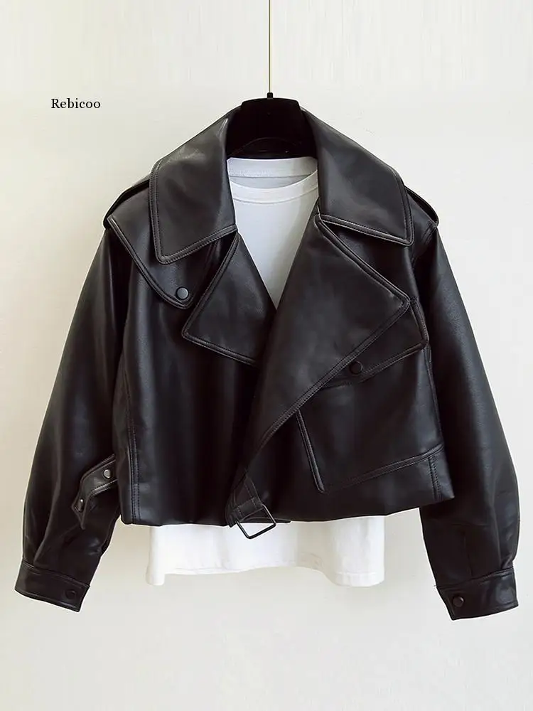 Women Faux Leather Jacket Biker Red White Coat Turndown Collar PU Motorcycle Jackets Loose Streetwear Outerwear
Women Faux Leather Jacket Biker Red White Coat Turndown Collar PU Motorcycle Jackets Loose Streetwear Outerwear