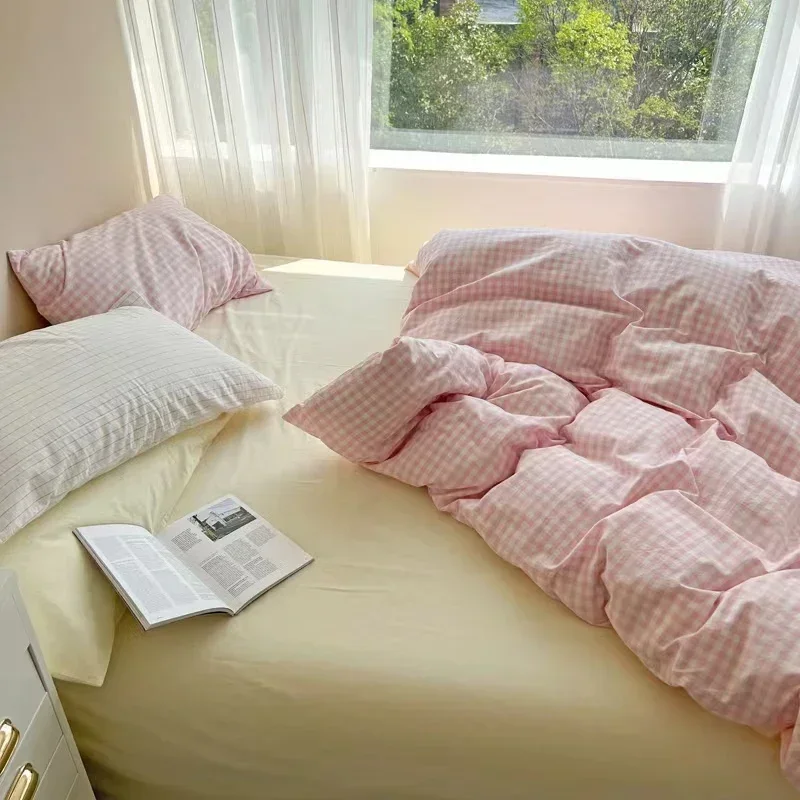 Japan Style Washed Cotton Plaid Four-piece Bedding Bed Linen Bed Sheet Simple Three-piece Dormitory Set Skin Friendly Breathable
Japan Style Washed Cotton Plaid Four-piece Bedding Bed Linen Bed Sheet Simple Three-piece Dormitory Set Skin Friendly Breathable