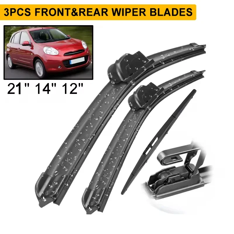 Wiper Front & Rear Wiper Blades Set Kit For Nissan Micra March K13 2010 - 2015 Windshield Windscreen Window 21"+14"+12"
Wiper Front & Rear Wiper Blades Set Kit For Nissan Micra March K13 2010 - 2015 Windshield Windscreen Window 21"+14"+12"