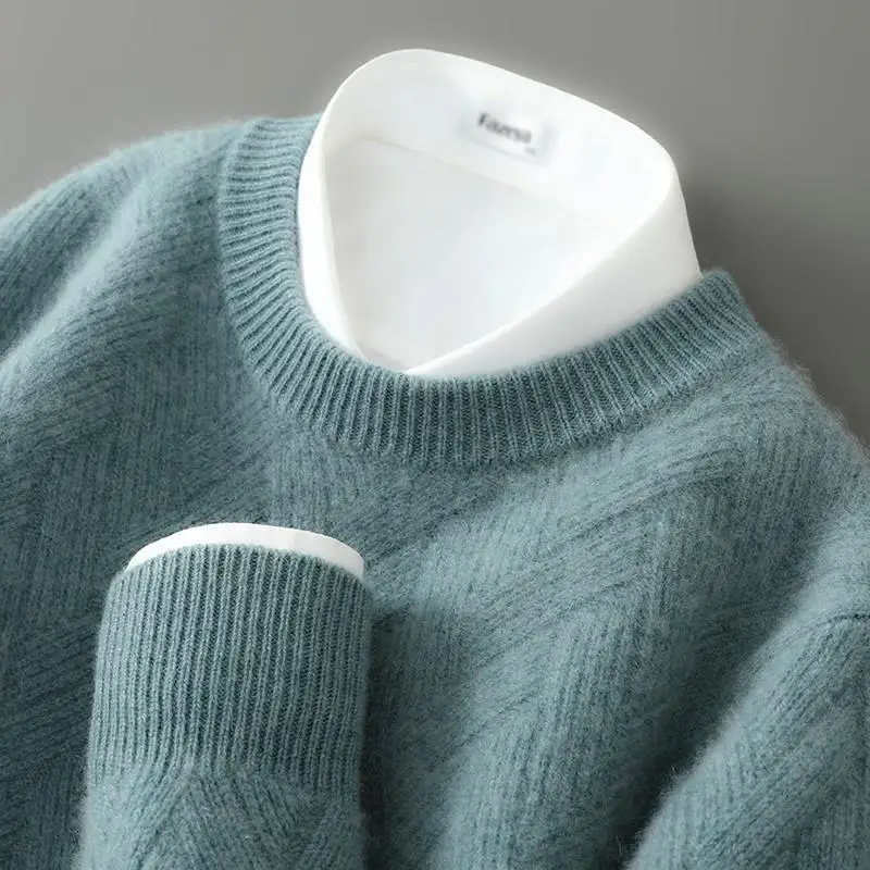 Шерстяной свитер, мужской свободный однотонный повседневный деловой свитер с круглым вырезом, жаккардовая утолщенная теплая трикотажная рубашка
Шерстяной свитер, мужской свободный однотонный повседневный деловой свитер с круглым вырезом, жаккардовая утолщенная теплая трикотажная рубашка