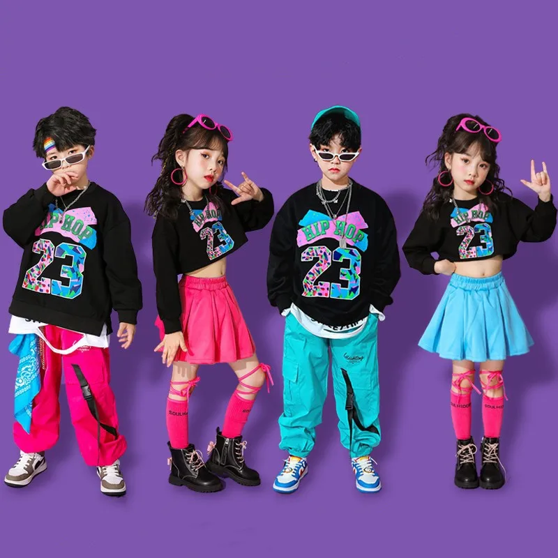 Hip Hop Boys Sweatshirt Solid Cargo Pants Girls Crop Top Colorful Street Dance Skirts Children Streetwear Kids Jazz Clothes Sets
Hip Hop Boys Sweatshirt Solid Cargo Pants Girls Crop Top Colorful Street Dance Skirts Children Streetwear Kids Jazz Clothes Sets