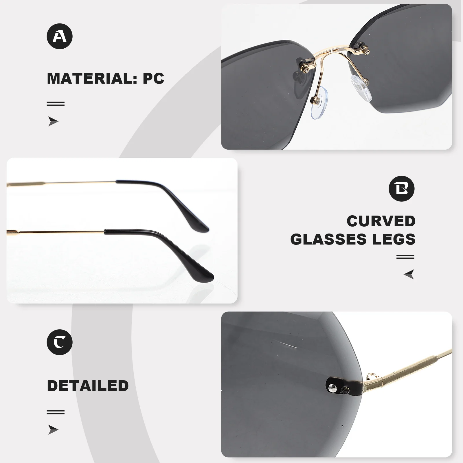 Rimless Sunglasses Stylish Chic Uniqueness Fashion Attractive Crowd Matching Clothing Photo Prop Durable Pc Material Exquisite
Rimless Sunglasses Stylish Chic Uniqueness Fashion Attractive Crowd Matching Clothing Photo Prop Durable Pc Material Exquisite