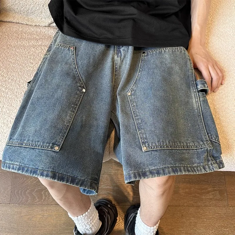 Summer American Retro Denim orts Men's Straight Leg Waed Loose Logging Workwear Five-Quarter Mid-Pants Casual Leisure Pants
Summer American Retro Denim orts Men's Straight Leg Waed Loose Logging Workwear Five-Quarter Mid-Pants Casual Leisure Pants