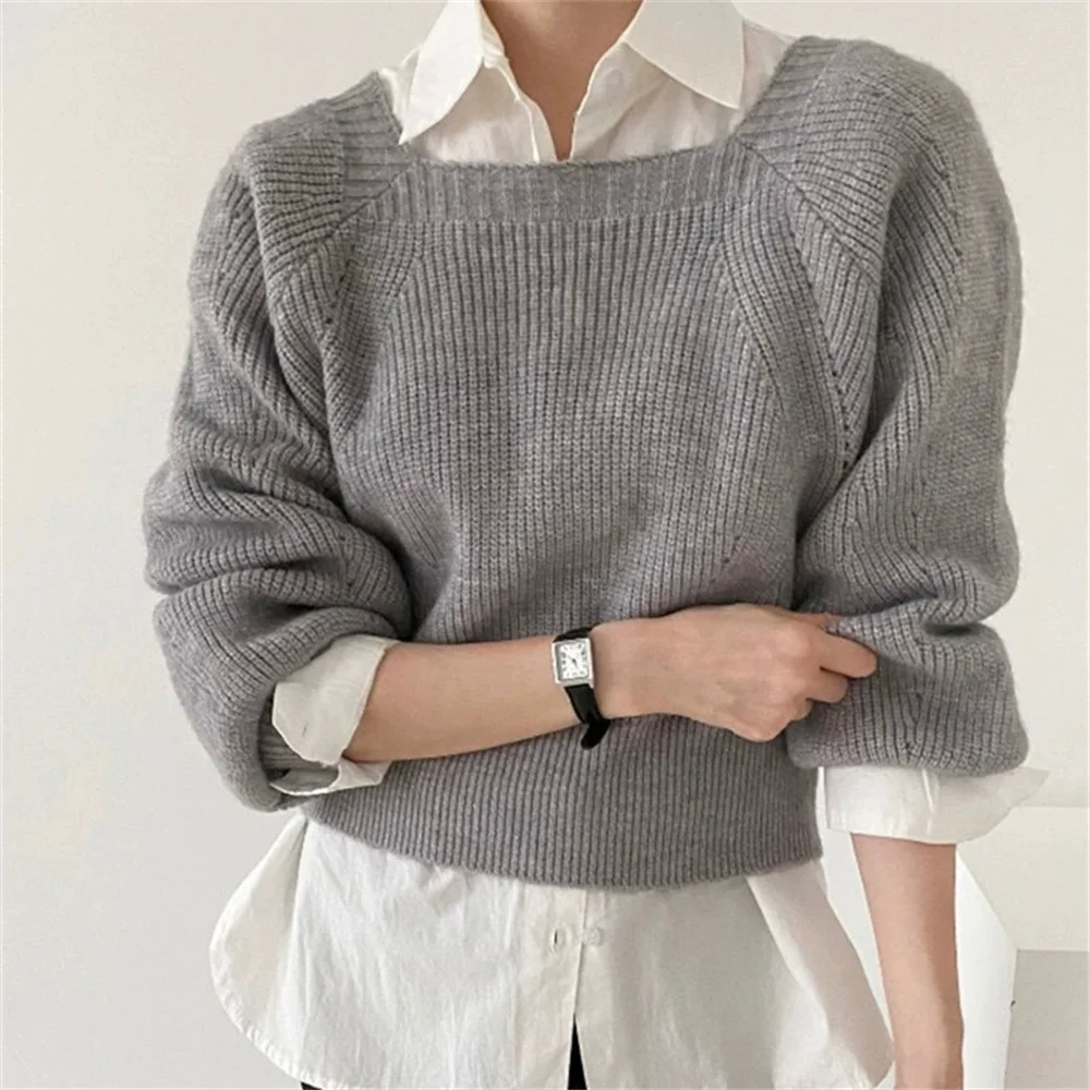 2025 Long Sleeve Women Elegant Solid Pullover Sweater Autumn Winter Square Neck Loose Casual Knitted Top Lantern Sleeve Knitwear
2025 Long Sleeve Women Elegant Solid Pullover Sweater Autumn Winter Square Neck Loose Casual Knitted Top Lantern Sleeve Knitwear