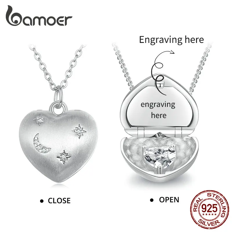 Bamoer Customizable Heart-shape Open-able Necklace 925 Sterling Silver Necklaces for Women Mothers Birthday Day Jewelry Gift
Bamoer Customizable Heart-shape Open-able Necklace 925 Sterling Silver Necklaces for Women Mothers Birthday Day Jewelry Gift
