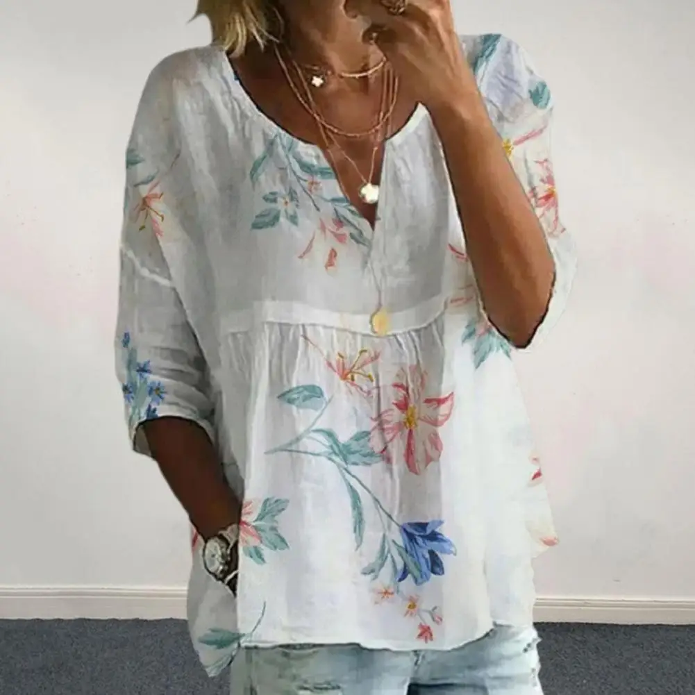 Women Retro Print T-shirt Women Summer Blouse Floral Print V-neck T-shirt Breathable Loose Fit Women's Summer Top with Retro
Women Retro Print T-shirt Women Summer Blouse Floral Print V-neck T-shirt Breathable Loose Fit Women's Summer Top with Retro