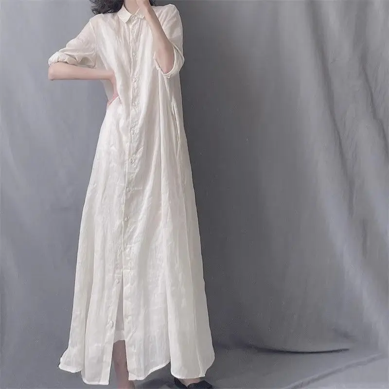 Женская богемная льняная рубашка, халат, свободный крой, платье-блузка трапециевидной формы большого размера с отложным воротником, повседневные платья с длинными рукавами
Женская богемная льняная рубашка, халат, свободный крой, платье-блузка трапециевидной формы большого размера с отложным воротником, повседневные платья с длинными рукавами
