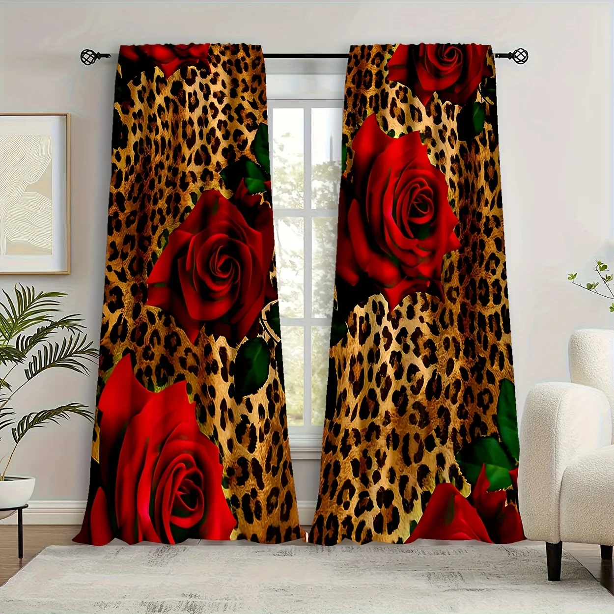 2pcs Leopard Print Red Rose Curtains Wild Glamour Animal Skin Window Drapes for Bedroom Bold Fashion Decor 2 Panel Set
2pcs Leopard Print Red Rose Curtains Wild Glamour Animal Skin Window Drapes for Bedroom Bold Fashion Decor 2 Panel Set