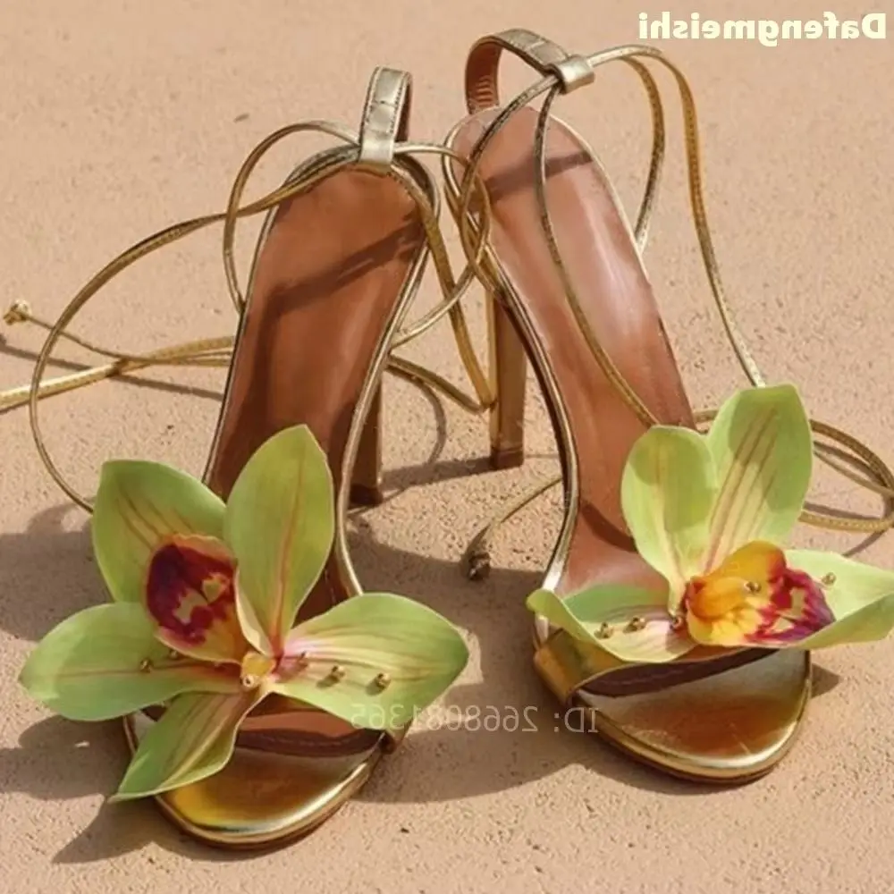 Women Gold Orchid Flower Lace-Up Ankle Wrap Stiletto Heel Sandals Open Toe Summer Party Wedding Bridal High Heels 2026 summer
Women Gold Orchid Flower Lace-Up Ankle Wrap Stiletto Heel Sandals Open Toe Summer Party Wedding Bridal High Heels 2026 summer